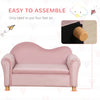 Ergonomic Foam Kids Sofa with Inner Toy Storage Chest, Velvet Kids Couch with Soft Arms, Children's Lounge Furniture, Pink