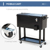 80 QT Rolling Cooling Bins Ice Chest on Wheels Outdoor Stand Up Drink Cooler Cart for Party, Black