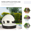 4-piece Cushioned Outdoor Rattan Wicker Round Sunbed or Conversational Sofa Set with Sun Canopy for Lawn Garden Backyard Poolside, Beige