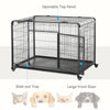 Folding Design Heavy Duty Metal Dog Cage Crate & Kennel with Removable Tray and Cover, & 4 Locking Wheels, Indoor/Outdoor 49"