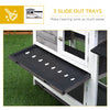 2-Story Rabbit Hutch Wooden Bunny Hutch Cage Small Animal House with Ramp, No Leak Tray, Weatherproof Roof and Outdoor Run, Grey