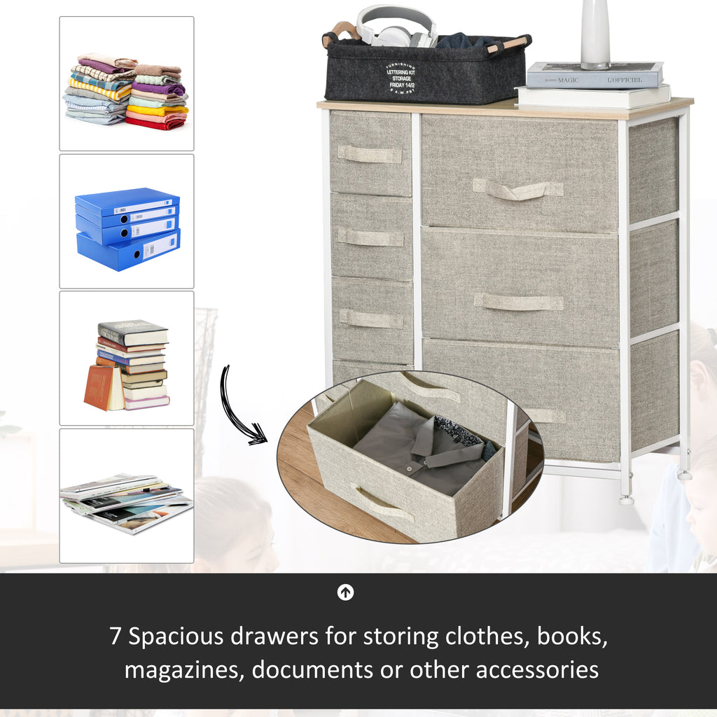 7-Drawer Storage Cabinet Organizer Unit with Fabric Bins for Bedroom  Dresser  Closets  Grey