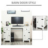 Home Office Writing Desk with Drawers Study Table Computer Workstation Barn Door style Computer Desk with 3-Level Adjustable Shelf, White