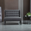 Grey Wingback Double Sofa Linen Fabric Upholstery Button Tufted Loveseat Loveseat Armless Modern Couch