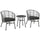 Grey 3 Pieces Patio PE Rattan Bistro Set, Outdoor Round Wicker Woven Coffee Set, 2 Chairs & 1 Coffee Table Conversation Furniture Set, for Garden
