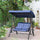 2-Person Patio Swing Chair Outdoor Canopy Swing with Adjustable Shade, Soft Cushions, Throw Pillows and Tray for Backyard, Dark Blue