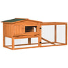Rabbit Hutch 2-Story Bunny Cage Small Animal House with Slide Out Tray, Detachable Run, for Indoor Outdoor, 61.5" x 23" x 27", Golden Red