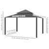 Patio Gazebo 12' x 12', Netting & Curtains, 2 Tier Vented Steel Roof, Hardtop, Rust Proof Aluminum Frame for Gardens, Lawns, Coffee