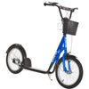 Kick Scooter, Ride On Scooter with Adjustable Handlebars, Double Brakes, 16" Inflatable Rubber Tires, Basket, Cupholder, Mudguard Ages 5-12 years old, Blue