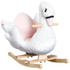 Kids Ride On Rocking Horse Plush Swan Style Toy with Music for Over 18 Months Children, White and Pink