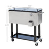 80 QT Rolling Cooling Bins Ice Chest on Wheels Outdoor Stand Up Drink Cooler Cart for Party, Stainless Steel