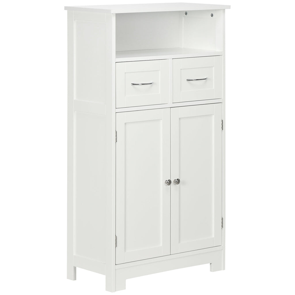 Bathroom Storage Cabinet Freestanding Bathroom Storage Organizer with Two Drawers and Adjustable Shelf for Living Room, Bedroom, White