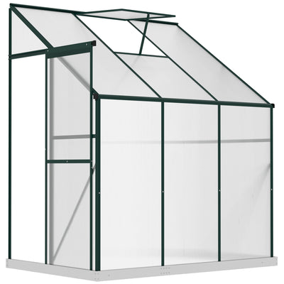 Walk-In Garden Greenhouse Aluminum Polycarbonate with Roof Vent for Plants Herbs Vegetables 6' x 4' x 7' Green