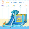 5-in-1 Inflatable Water Slide, Kids Castle Bounce House Includes Slide, Trampoline, Pool, Water Gun, Climbing Wall with Carry Bag, Repair Patches, Ocean Balls, 680W Air Blower