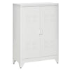 Industrial Style Steel Storage Cabinet, Metal Storage Organizer with 2-Tier Adjustable Shelves for Living Room or Home Office, White