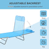 Portable Sun Lounger, Lightweight Folding Chaise Lounge Chair w/ Adjustable Backrest & Pillow for Beach, Poolside and Patio, Blue