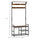 Hallway Tree Bench Organizer with 9 Coat Hooks, Large Sitting Bench and 3 Open Shelves for Entryway, Brown/Black