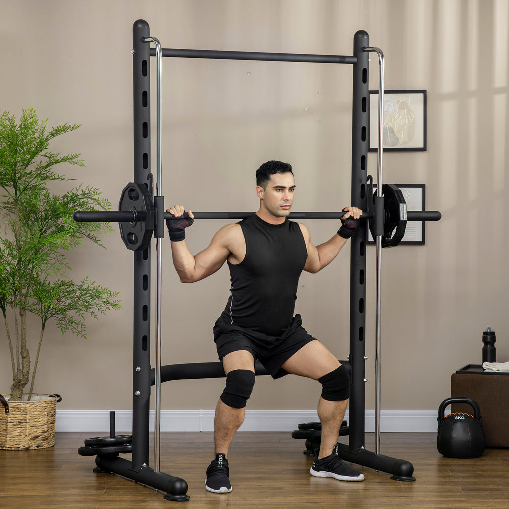 Squat Rack with Pull Up Bar and Barbell Bar Adjustable Bench Press Multi-Function Weight Lifting Half Rack