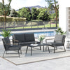 4 Piece Patio Furniture Set Aluminum Conversation Set, Outdoor Garden Sofa Set with Armchairs, Loveseat, Coffee Table and Cushions, Dark Grey