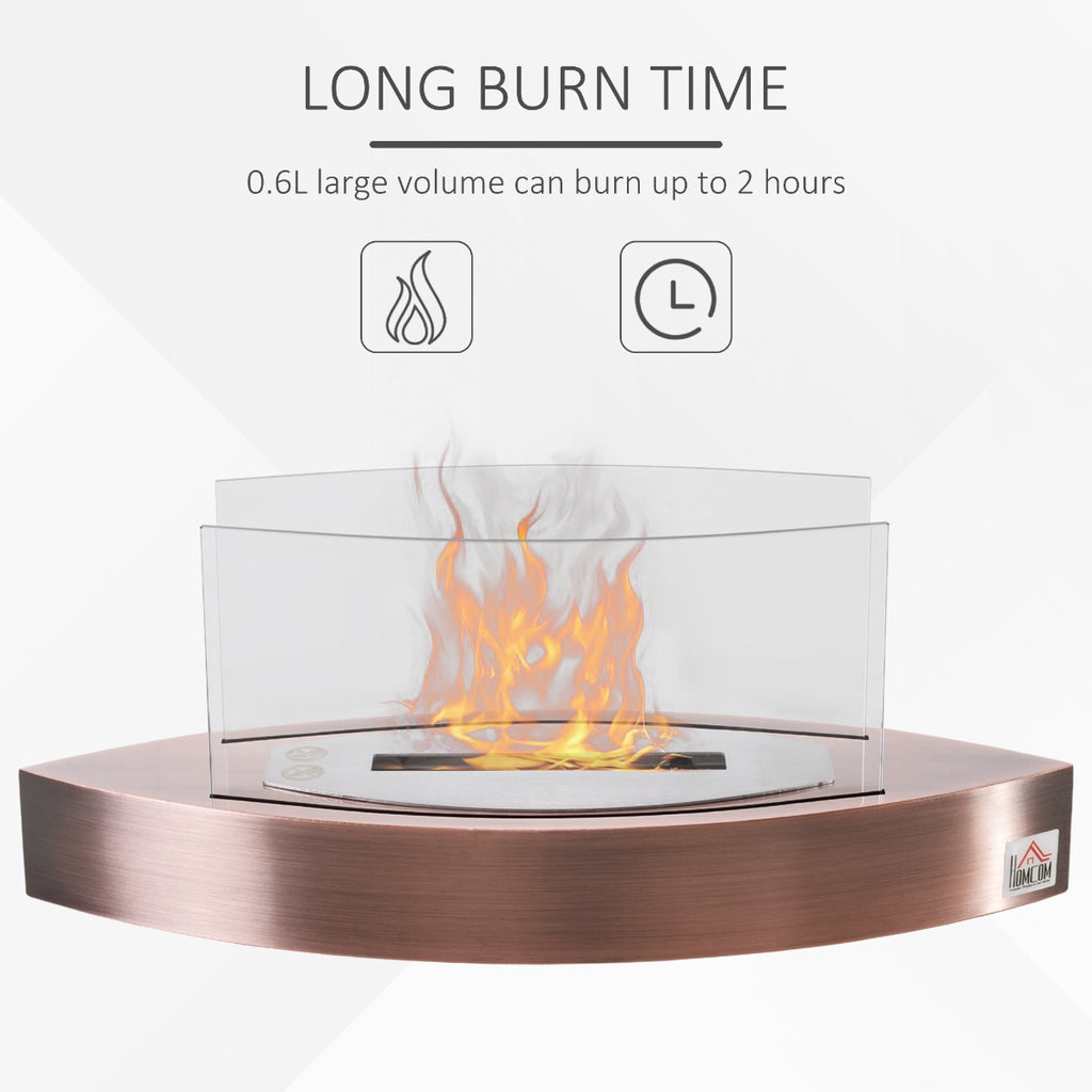 Ethanol Fireplace, 23.5" Tabletop 0.15 Gallon Stainless Steel 215 Sq. Ft., Burns up to 2 Hours, Bronze