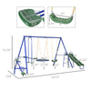 5 In 1 Metal Swing Set for Kids Outdoor, Heavy Duty Frame with Double Swings, Slide, Seesaw, Glider, for Backyard Playground