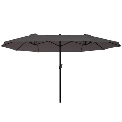 15ft Patio Umbrella Double-Sided Outdoor Market Extra Large Umbrella with Crank Handle for Deck, Lawn, Backyard and Pool, Grey