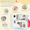 Corner Play Kitchen with Lights Sounds, Wooden Kids Kitchen Playset with Storage Cabinets, Ice Maker, Refrigerator, Washing Machine, Food Toys, Gift for Ages 3-6, White