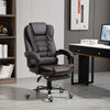 High Back Ergonomic Office Chair, PU Leather with Retractable Footrest, Padded Headrest and Armrest, Coffee