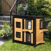 2-Tier Cat House, Outdoor Feral Cat Shelter, with Weather Resistant Roof, Escape Door, PVC Curtain, Glass Window, Yellow