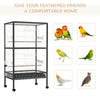 54" Extra Large Portable Rolling Iron Aviary Flight Bird Cage And Accessories