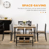 Industrial Dining Table Set for 6 People, 6 Piece Kitchen Table and Chairs Set, Dinner Table with Bench, Storage Shelf, Rustic Brown
