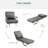 Single Person Folding 5 Position Convertible Sofa Bed Folding Sleeper Chair Chaise Lounge Couch w/Pillow & Steel Frame, Dark Grey