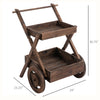 Wooden Rustic 2-Level Elevated Garden Plant Bed/Stand with Wheels for Movement & Classic Look/Aesthetic