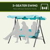 Patio Porch Swing Chair with Adjustable Canopy, Seats 3 Adults, Steel Frame, Armrests, Green