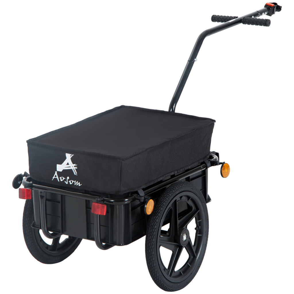 Bicycle Cargo Trailer with Removable Box and Waterproof Cover, Bike Wagon Trailer with Two 16in Wheels