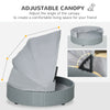 Wicker Dog Cave Bed with Adjustable Canopy Pet House Shelter for Small Medium Dogs with Cushion Indoor Outdoor, Grey