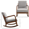 Upholstered Rocking Armchair with Wood Base and Linen Fabric Padded Seat for Living Room, Grey
