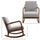Upholstered Rocking Armchair with Wood Base and Linen Fabric Padded Seat for Living Room, Grey