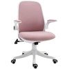 Linen-Touch Fabric Office Desk Chair Swivel Task Chair with Adjustable Lumbar Support, Height and Flip-up Padded Arms, Pink