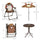 Kids Table and Chair Set, Outdoor Folding Garden Furniture, for Patio with Monkey Pattern, Removable & Adjustable Umbrella, 3-6 Years Old