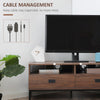 Corner TV Stand for TV up to 46", Entertainment Center with Open Storage and Drawers, TV Table with Steel Legs, Dark Walnut