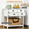 Sideboard Buffet Cabinet, Storage Serving Console Table with 4 Drawers and Slatted Bottom Shelf for Kitchen, Living Room, White