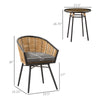 3 Piece Patio PE Rattan Bistro Set, Outdoor Round Resin Wicker Coffee Set, w/ Chairs & Coffee Table Furniture Set, for Deck, Grey