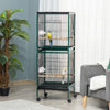 55" 2 In 1 Bird Cage Aviary Parakeet House for finches, budgies with Wheels, Slide-out Trays, Wood Perch, Food Containers, Green