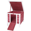 Small Wooden Rabbit Hutch Bunny Cage Guinea Pig House Dog Cage with Openable & Waterproof Roof, Red