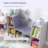 6-Cubby Kids Bookcase, Reading Nook Organizer with Seat Cushion, Toddler Storage Cabinet Shelf for Playroom Bedroom Grey, 40.5" x 12" x 23.5"