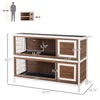 54" 2-Story Large Rabbit Hutch Bunny Cage Wooden Pet House with Lockable Doors, No Leak Tray and waterproof Roof for Outdoor/Indoor, Brown