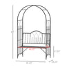 23.25" W x 80" H Metal Garden Arbor Archway for 2 People with Relaxing Bench & Delicate Scrollwork for Weddings & Various Climbing Plant