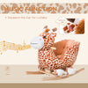Kids Brown Plush Rocking Horse-Style Plush Animal on Wooden Rockers Giraffe Themed Ride-On Chair Toy with Sound