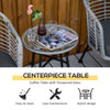 Grey 3 Pieces Patio PE Rattan Bistro Set, Outdoor Round Wicker Woven Coffee Set, 2 Chairs & 1 Coffee Table Conversation Furniture Set, for Garden